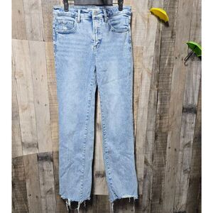 Risen High Rise Straight Leg Distressed Mom Jeans 11/30 Comfort Casual Denim